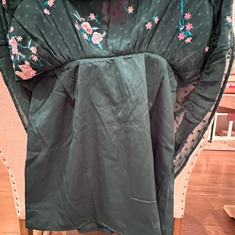 Asos Petite High neck embroidered mini Dress - Picture 13 of 14